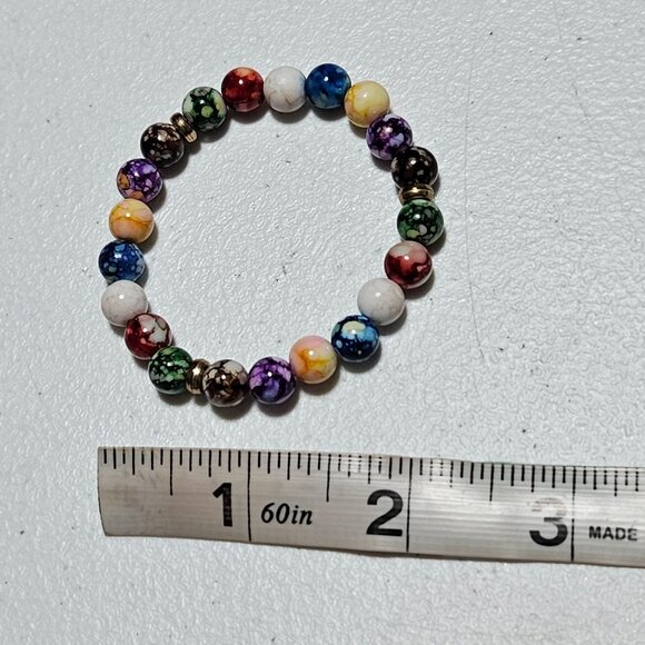 Boho Colorful Beaded Stretch Bracelet Marble Pattern Fashion Jewelry Women - Picture 3 of 3